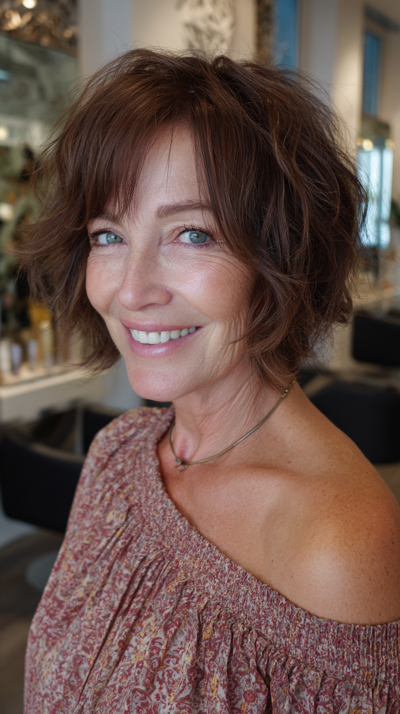 Chic Layered Shag Bob for Mature Women
