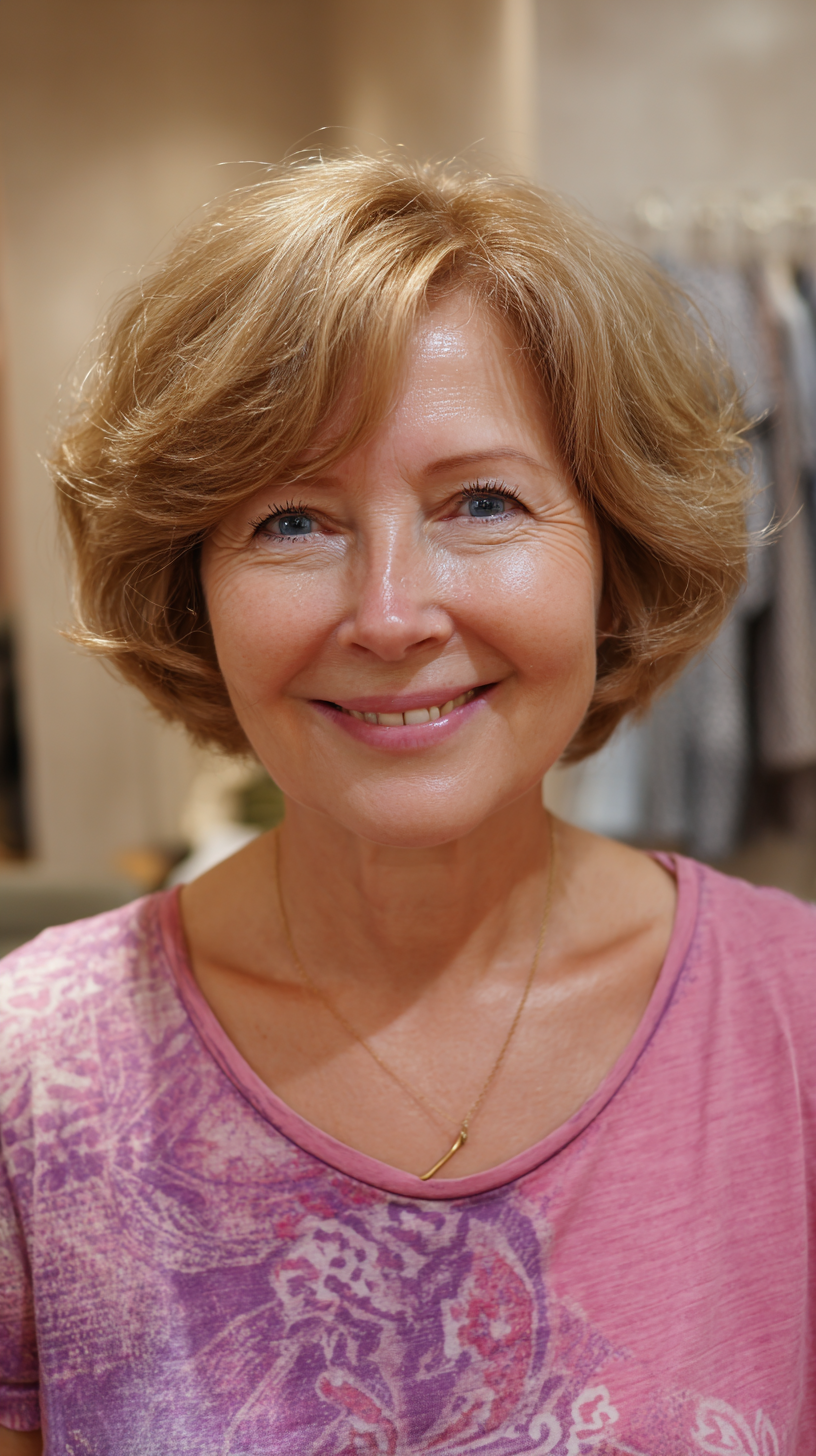 Classic Textured Shag Bob for Mature Women