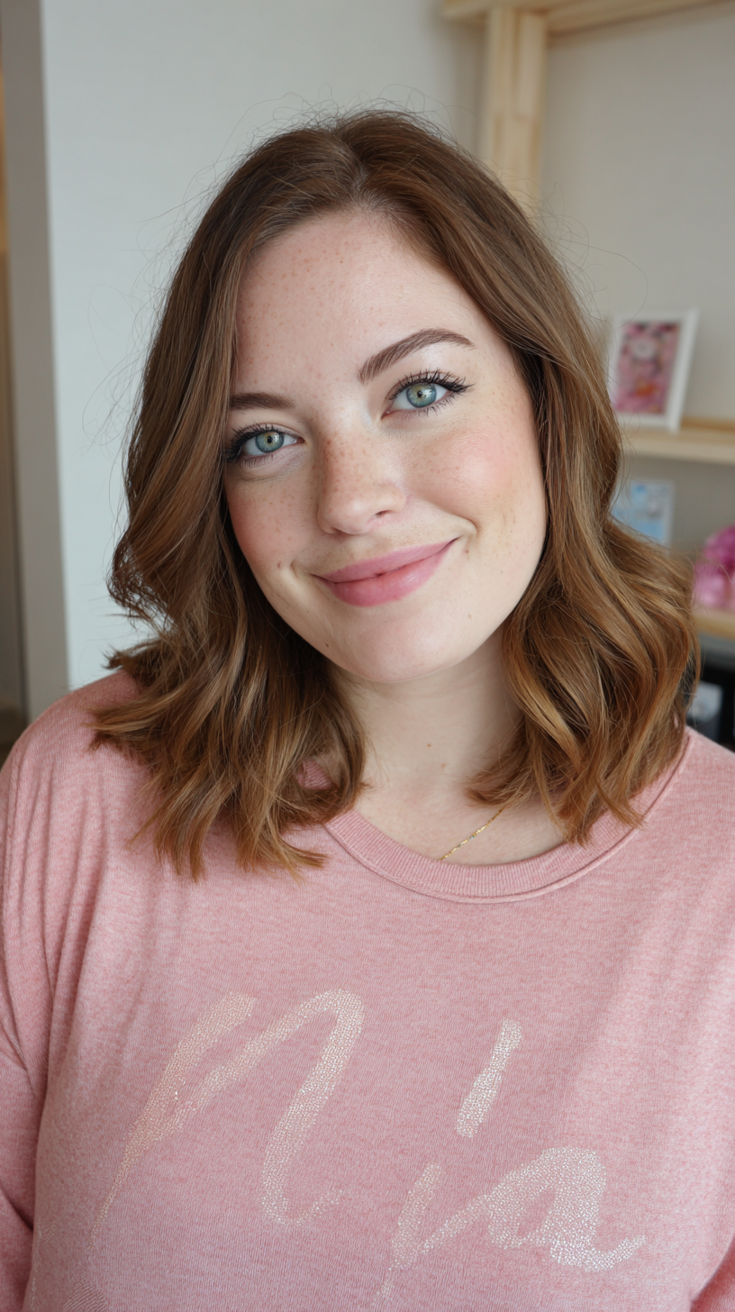 Modern Shoulder-Length Side Part with Soft Curls