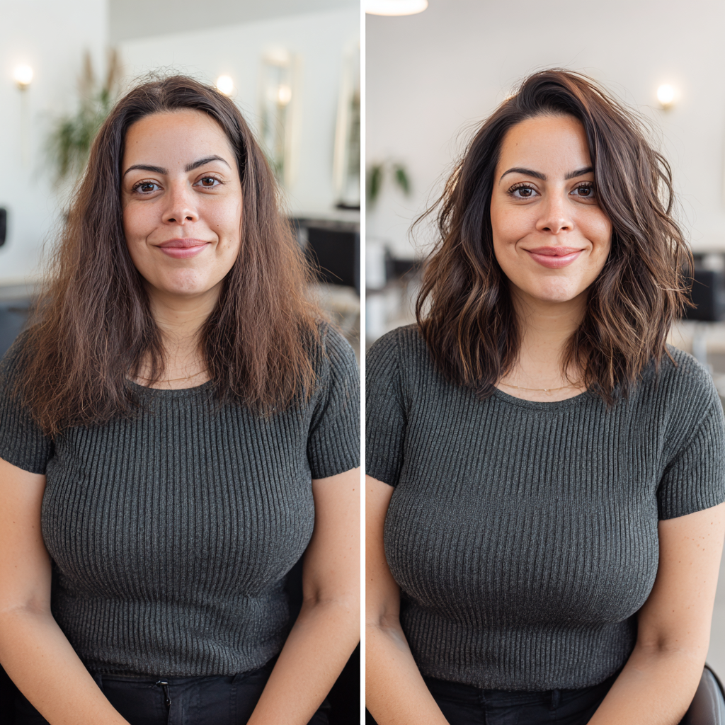 Modern Textured Shoulder-Length Side Part with Loose Waves