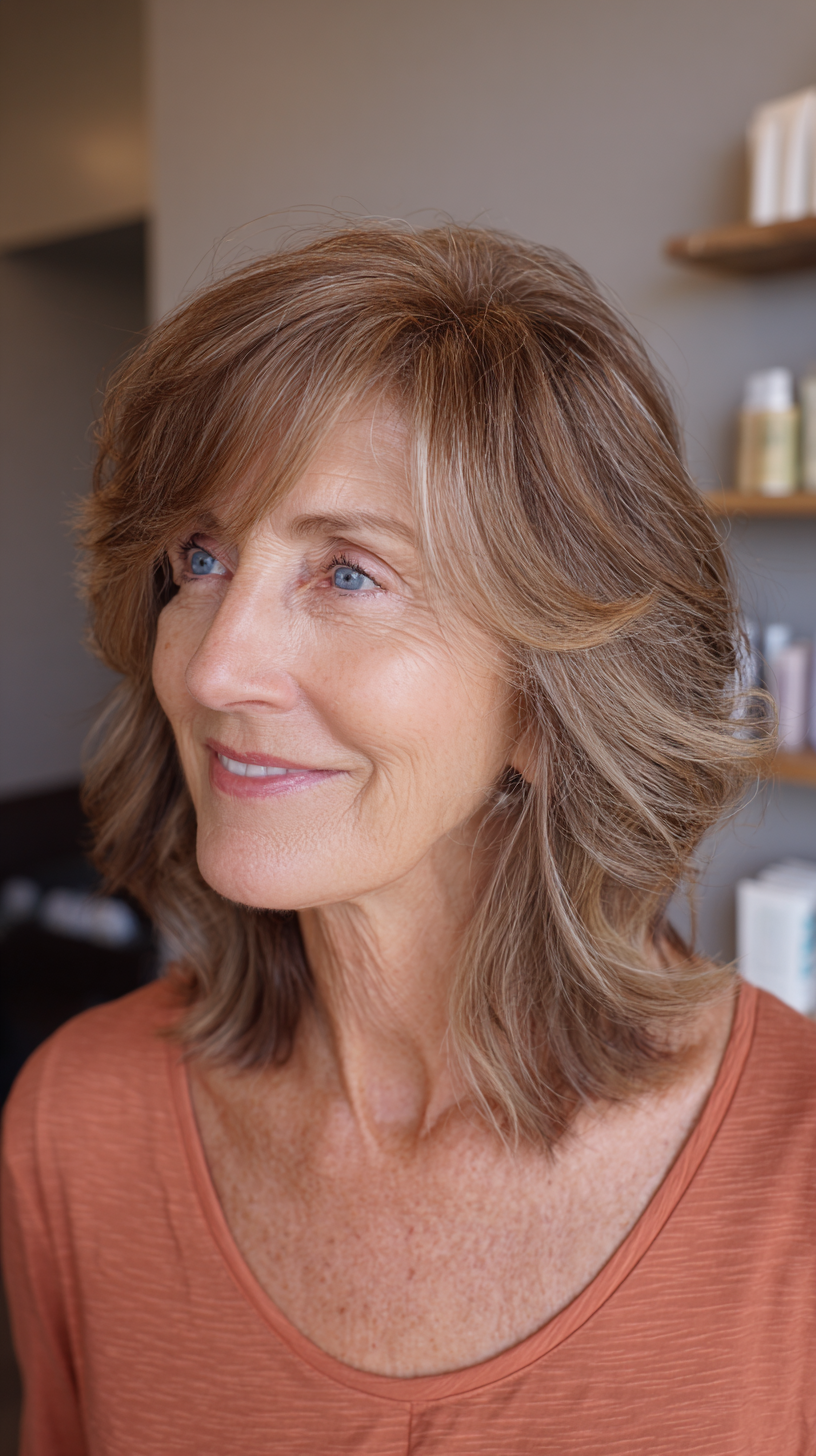 Stylish Layered Shag Bob for Mature Women