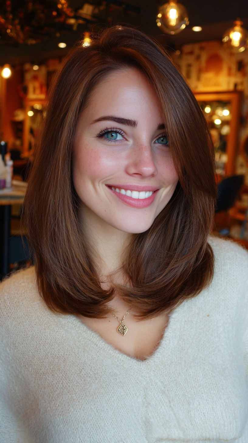 Stylish Shoulder-Length Side Part with Subtle Layers