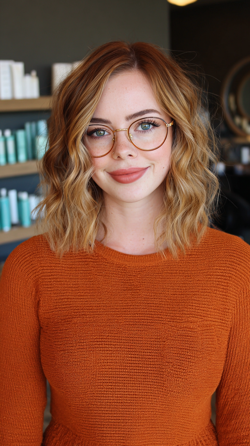 Textured Shoulder-Length Side Part with Loose Waves
