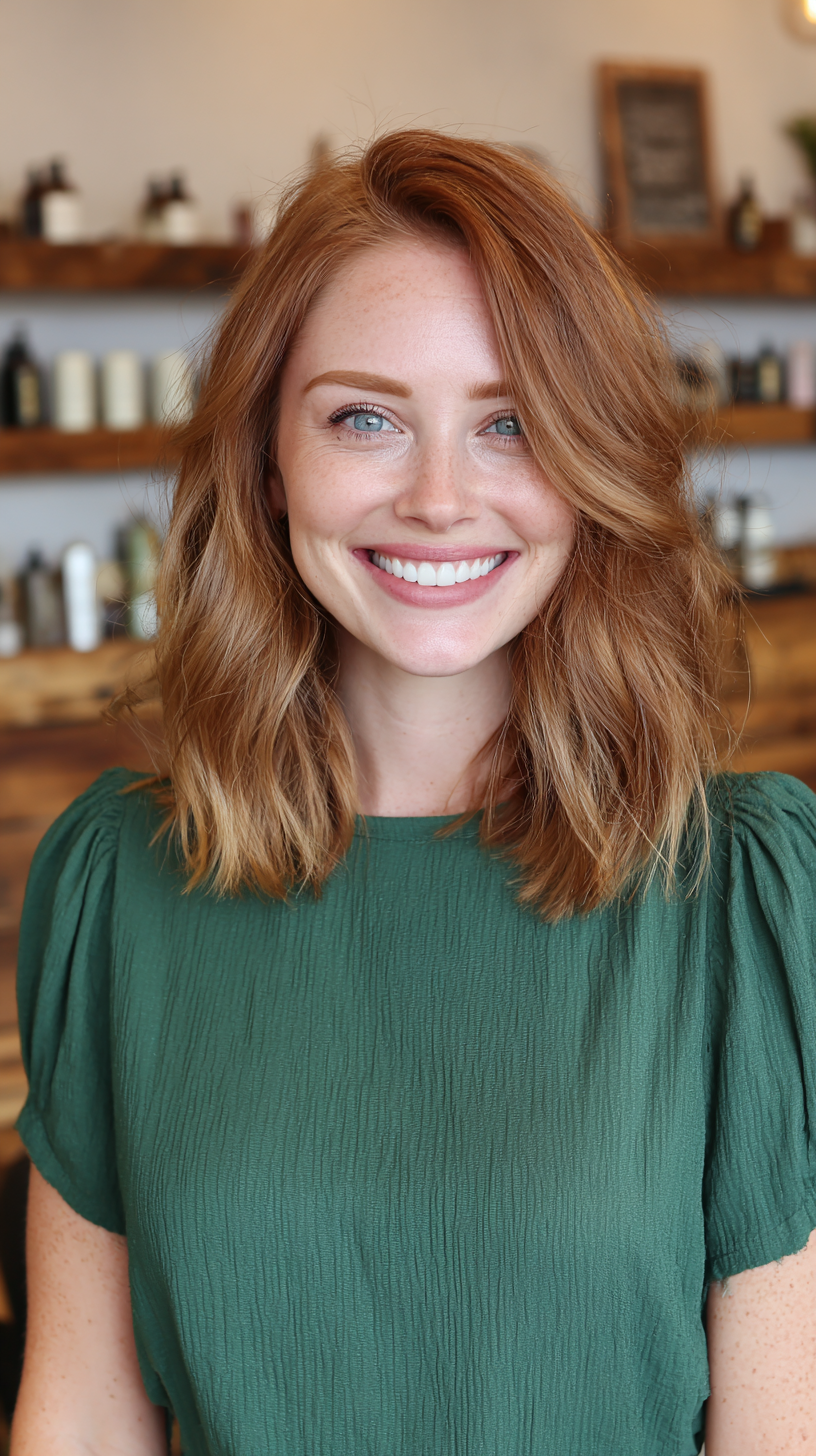 Textured Shoulder-Length Side Part with Soft Waves