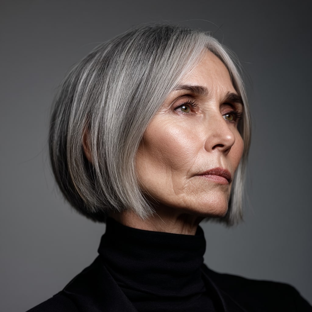 Chic Silver Blunt Bob with Subtle Layers