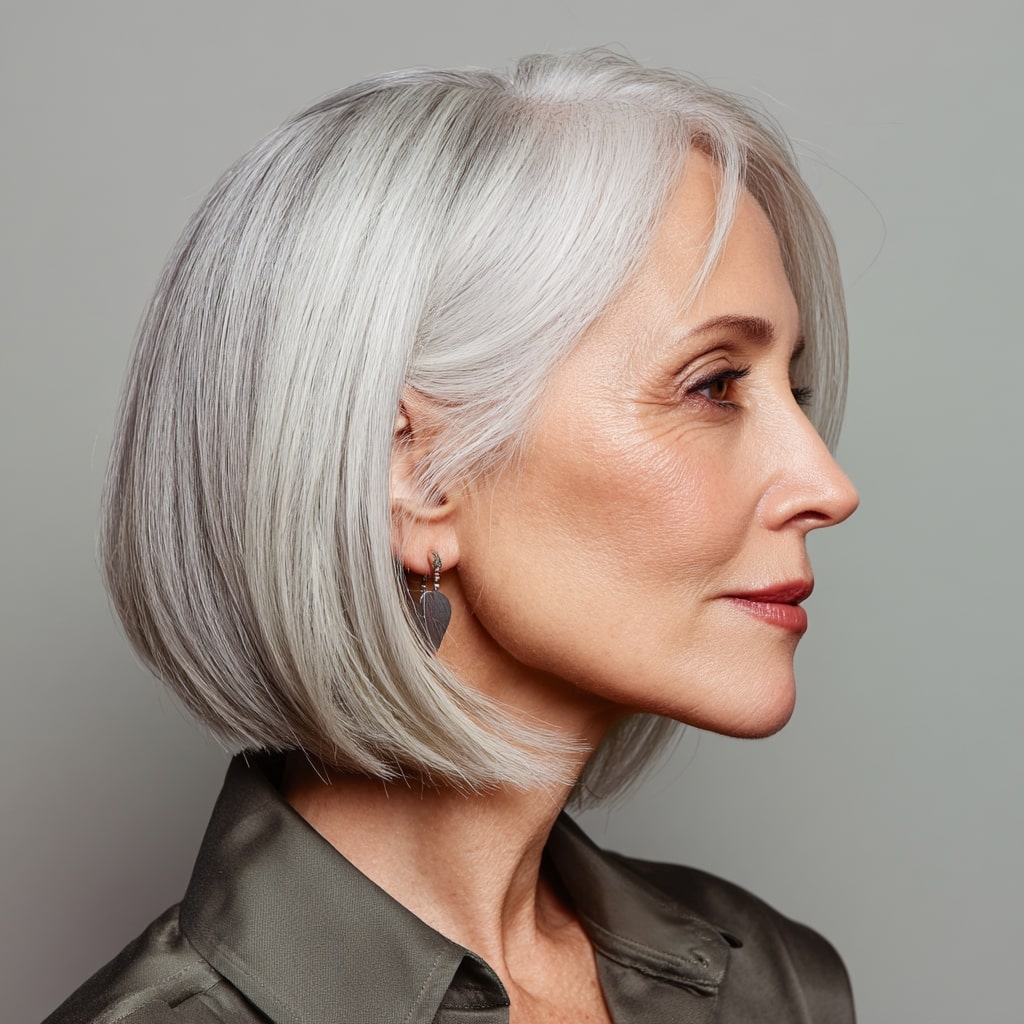 Chic Silver Blunt Bob with Subtle Layers
