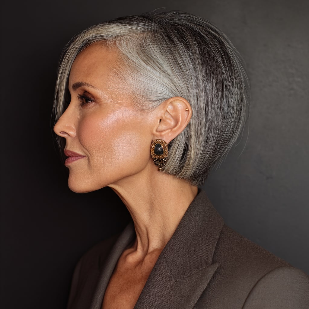 Chic Asymmetrical Silver Bob Cut