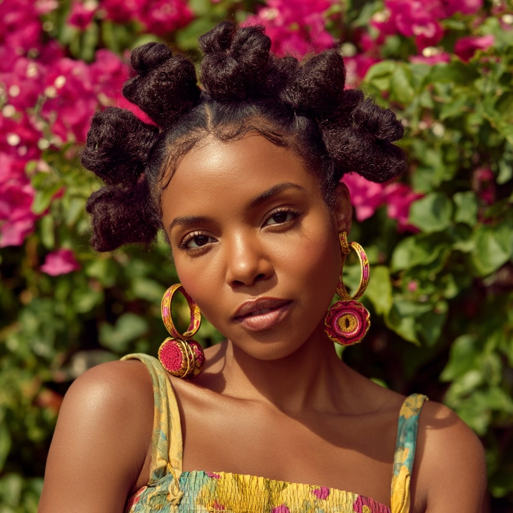 Chic Bantu Knot Updo