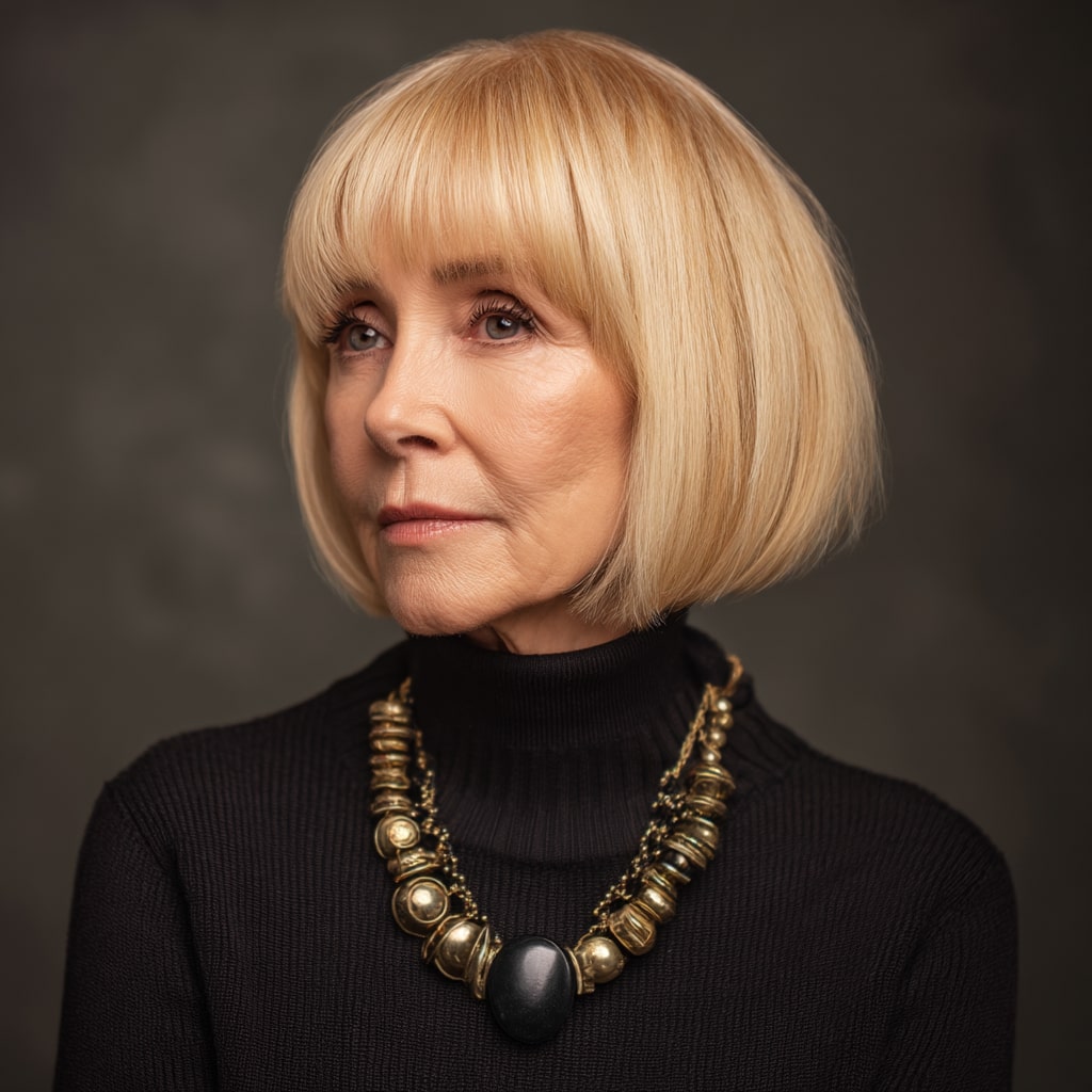 Chic Blunt Bob with Soft Bangs