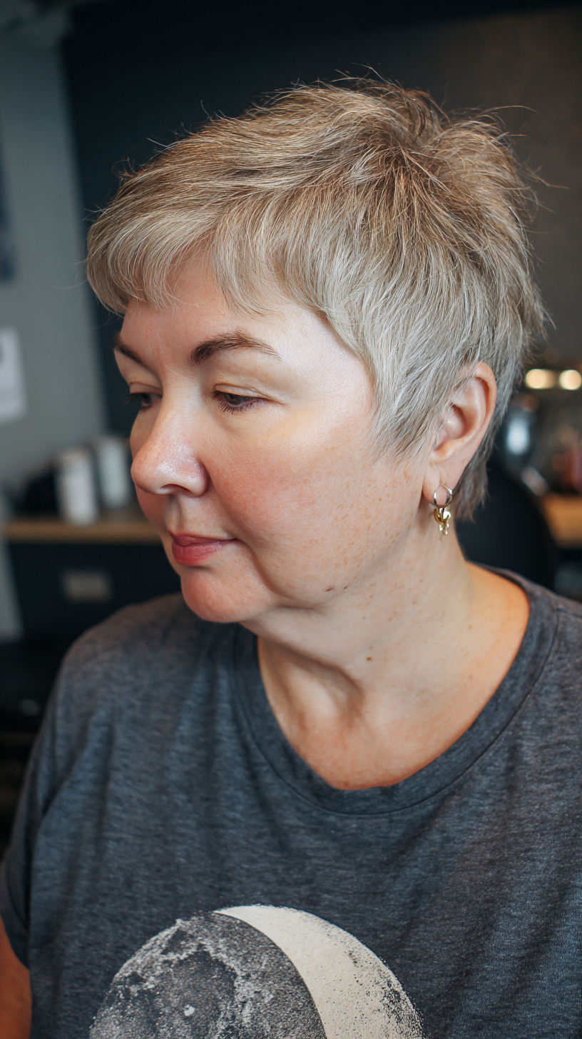 Chic Feathered Pixie with Soft Texture for Plus Size Women