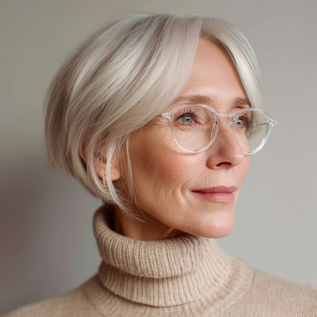 Chic Layered Silver Bob with Subtle Movement