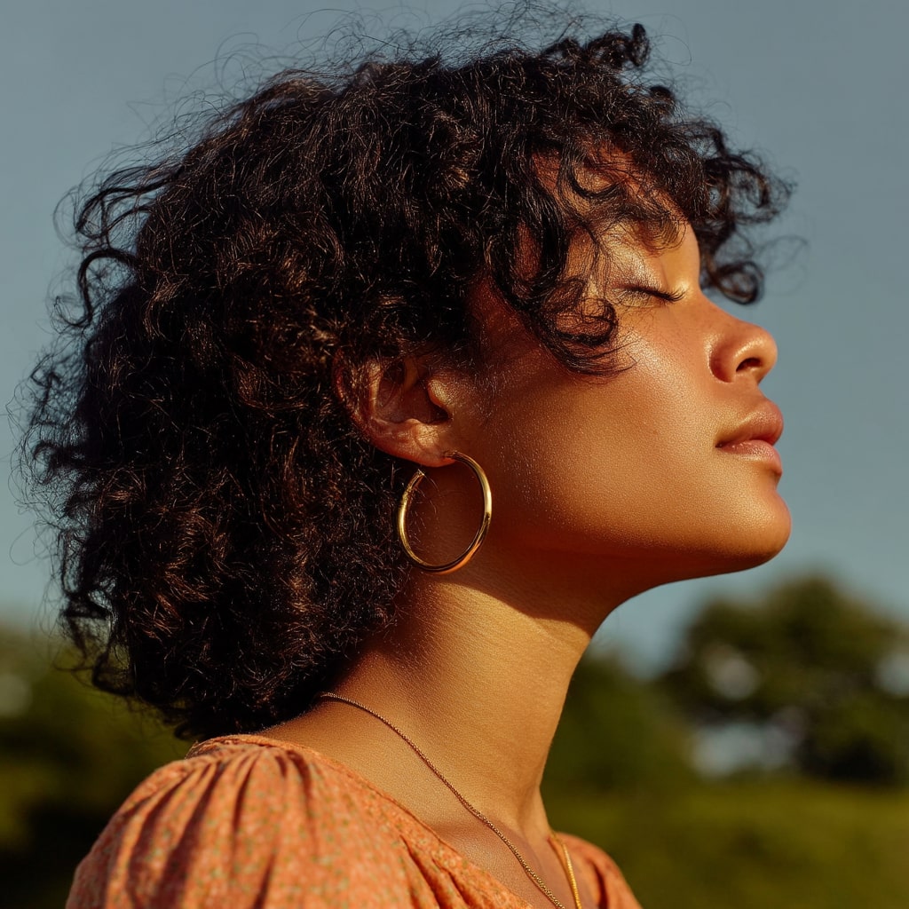 Chic Natural Curly Lob with Face-Framing Layers