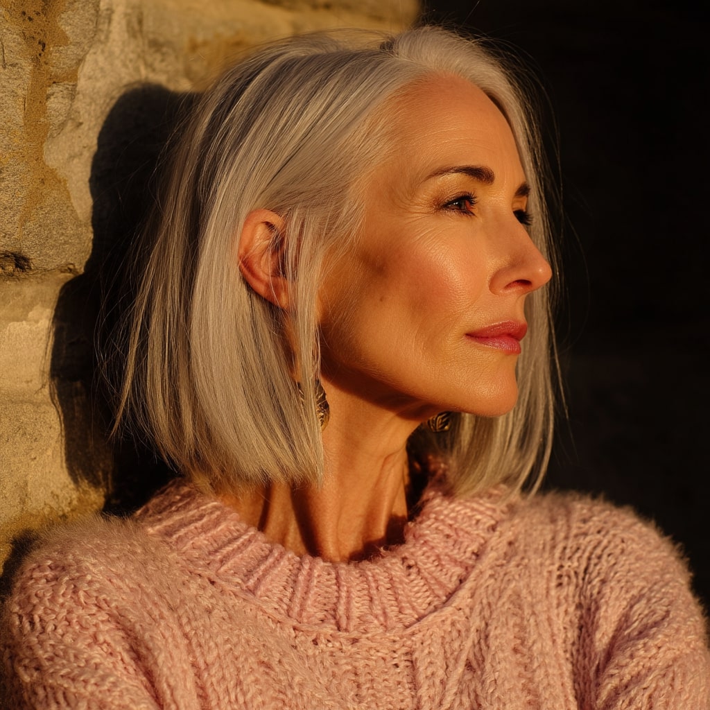 Chic Silver Blunt Bob with Subtle Layers