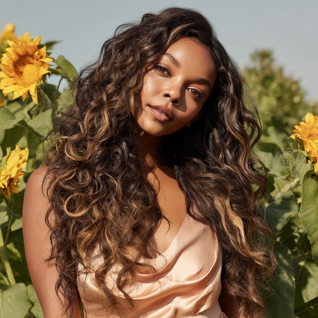Long Wavy Layers with Sun-Kissed Highlights