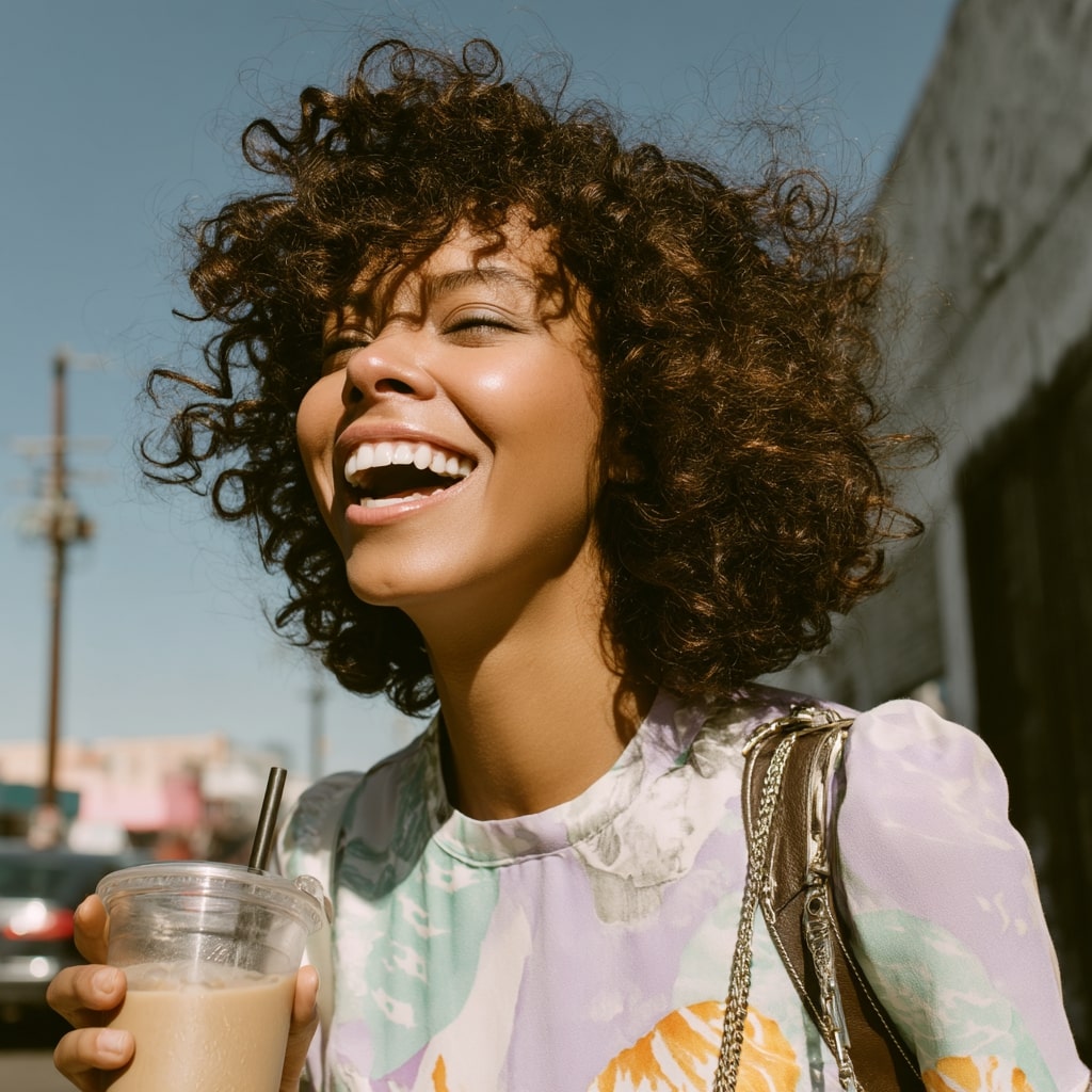 playful curly bob with defined curls