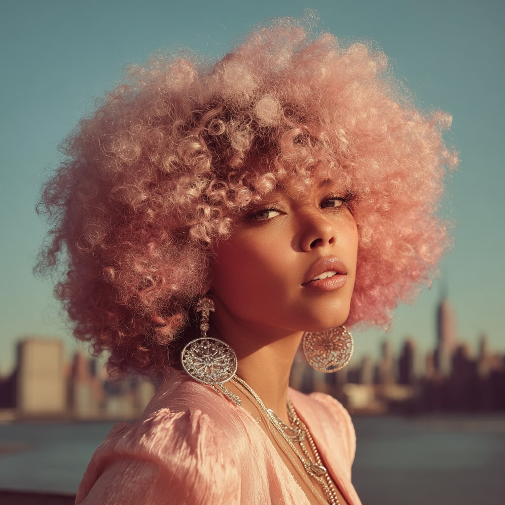 Playful Pastel Curly Bob