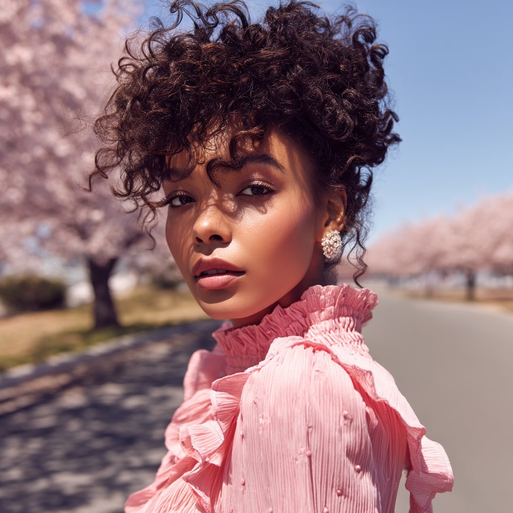 Textured Curly Updo with Soft Volume