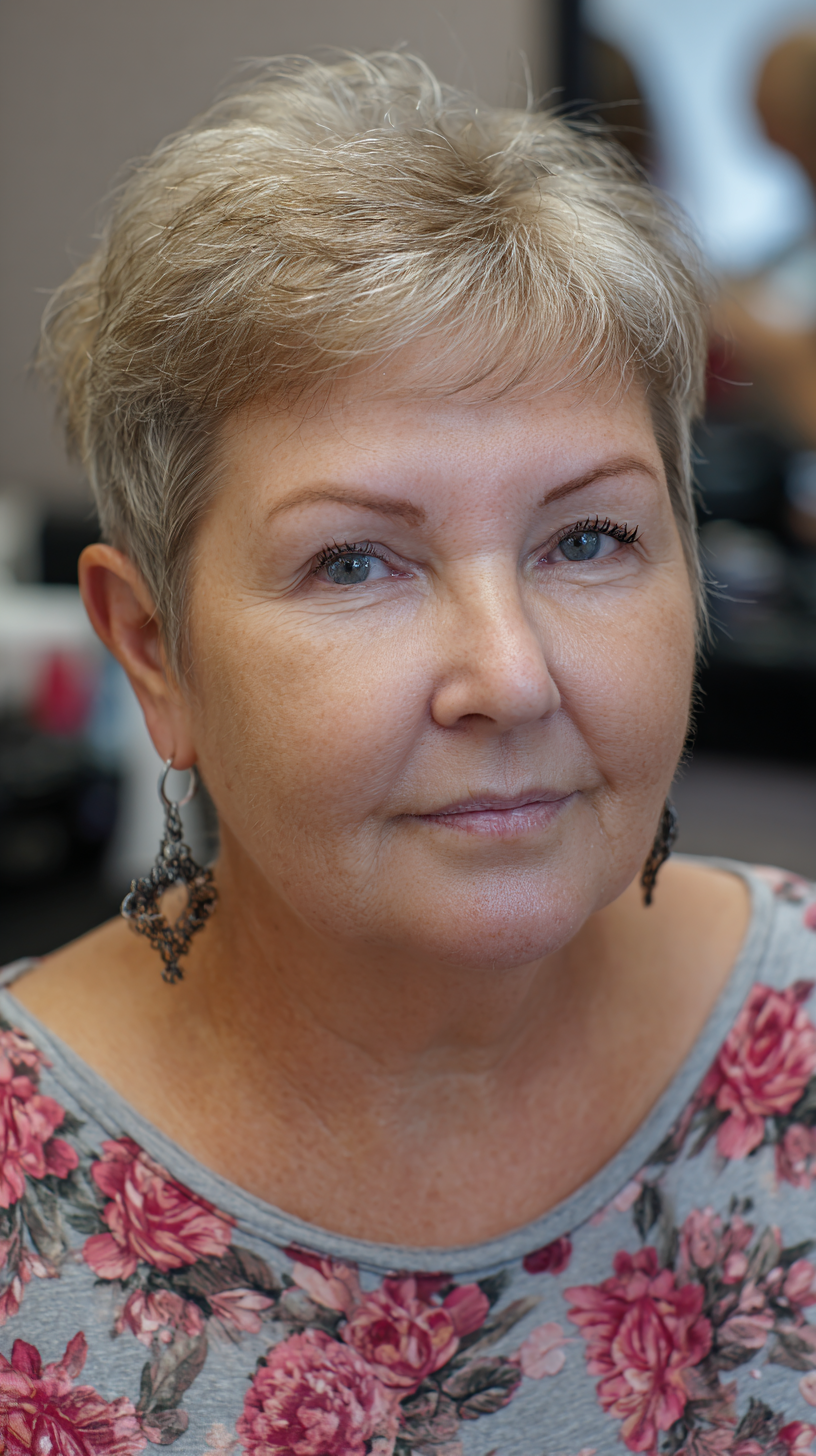 Textured Short Feathered Pixie for Mature Plus Size Women