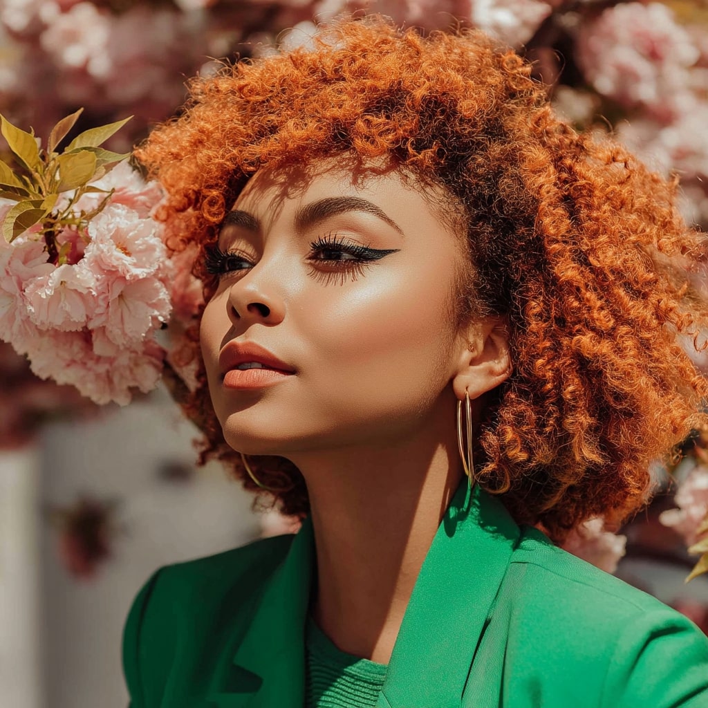 Vibrant Curly Tapered Cut with Bold Color