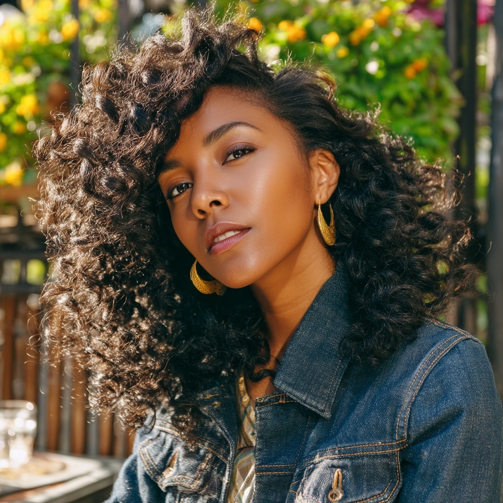 Voluminous Curly Bob with Defined Curls