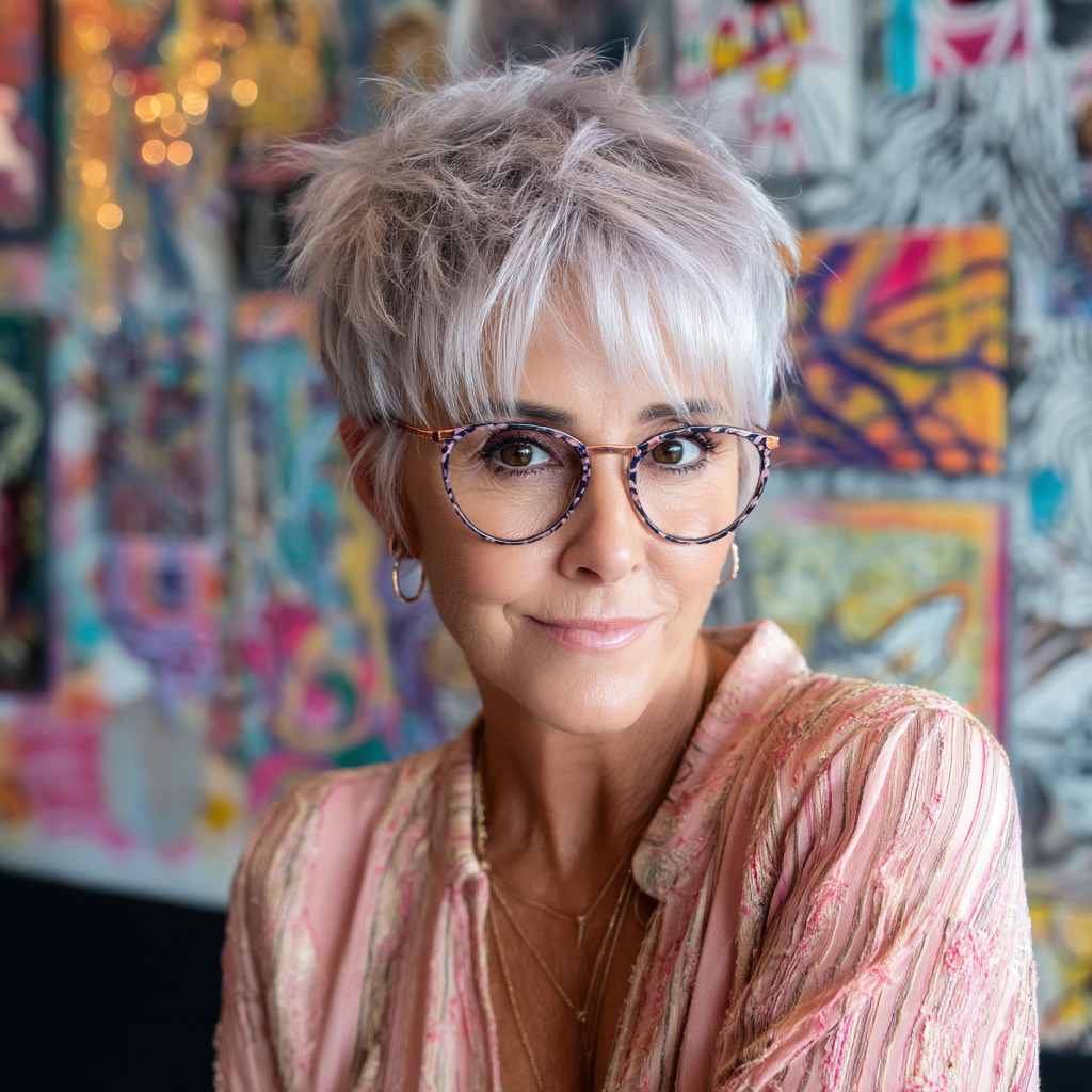 Chic Textured Silver Pixie Cut