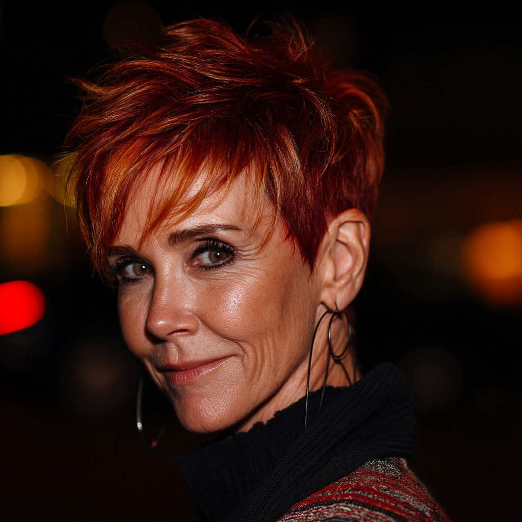 Bold Textured Pixie Cut with Vibrant Highlights