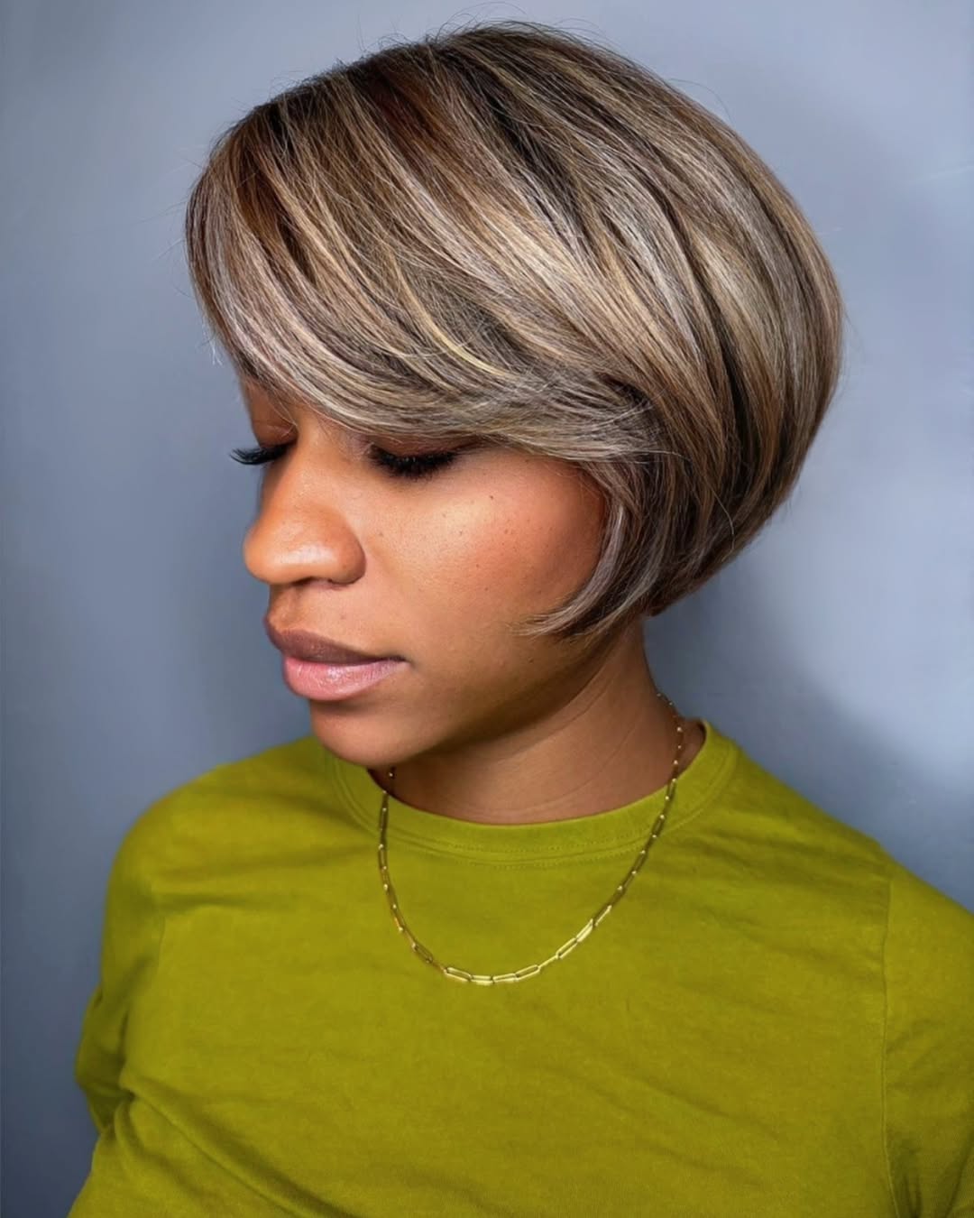 Chic Asymmetrical Bob with Subtle Highlights