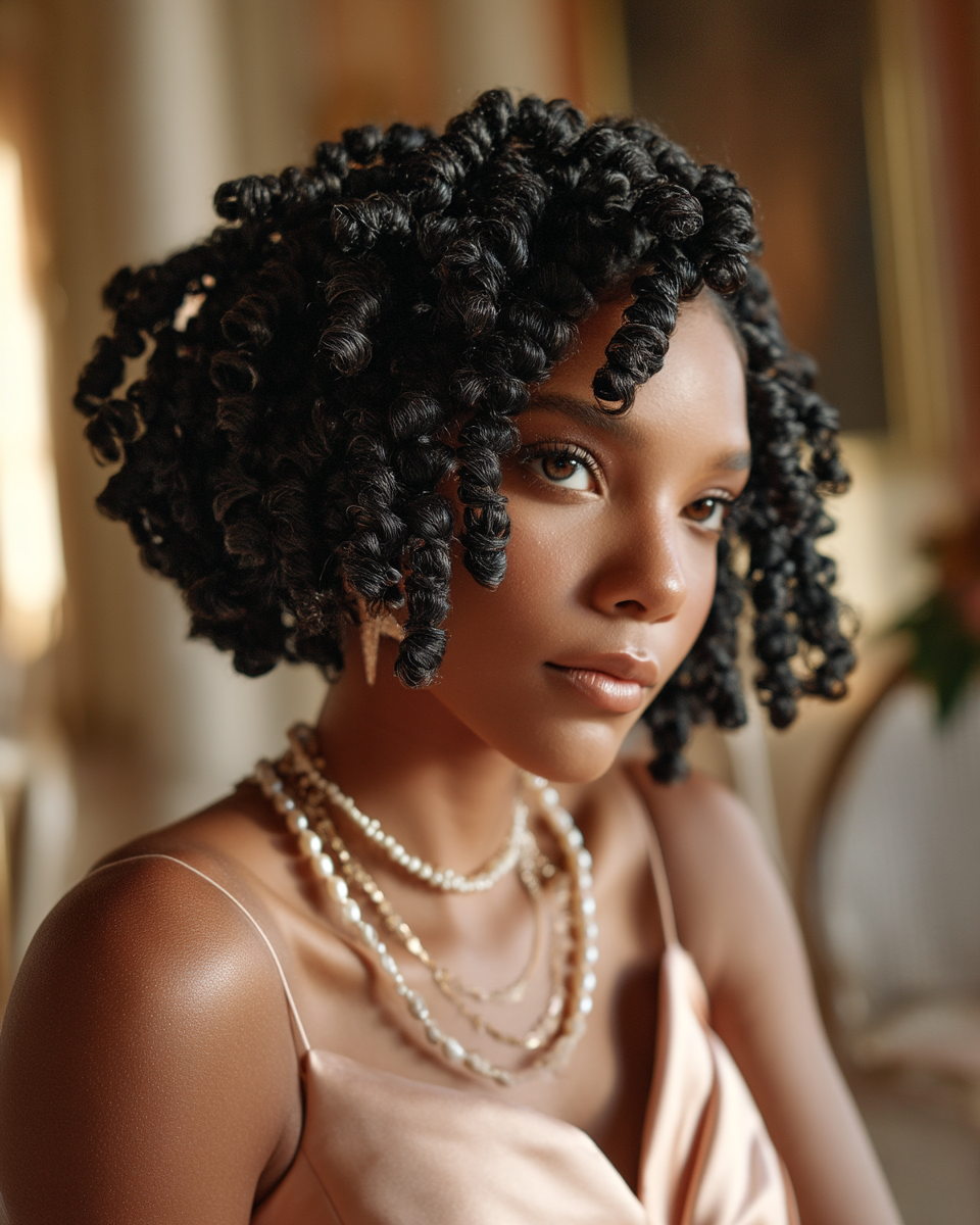 chic curly bob with defined curls