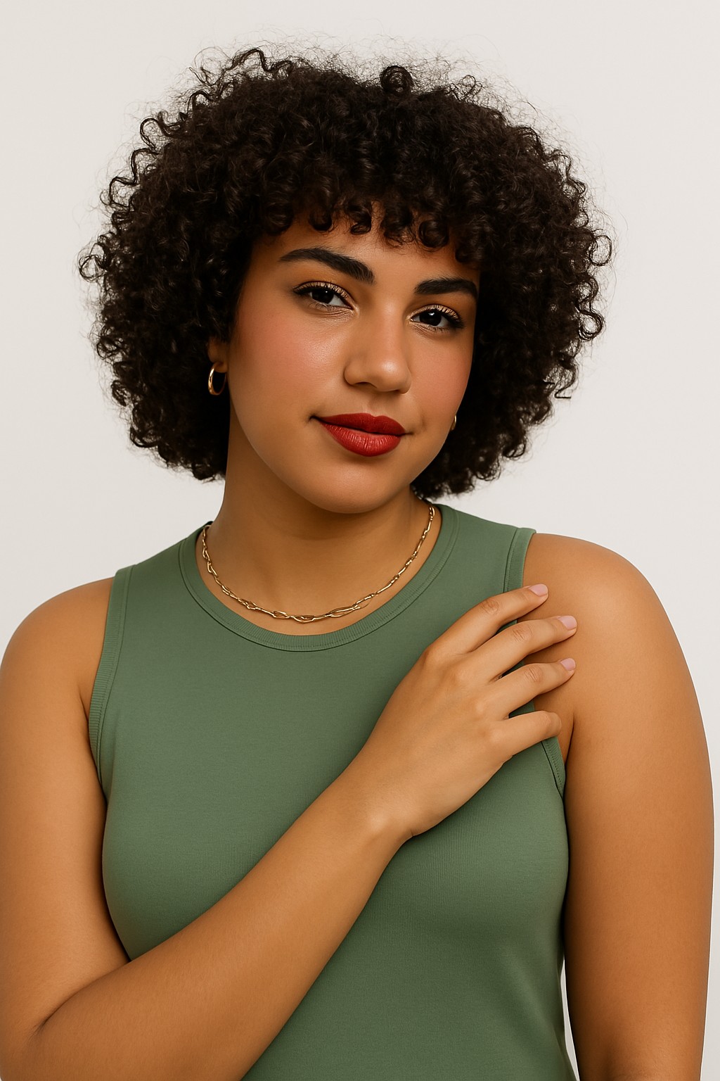 Chic Curly Bob with Soft Bangs