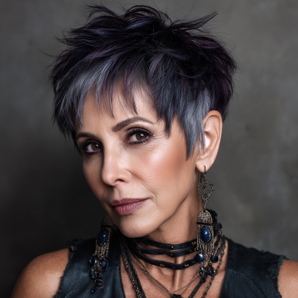 Chic Textured Pixie Cut with Bold Color Highlights