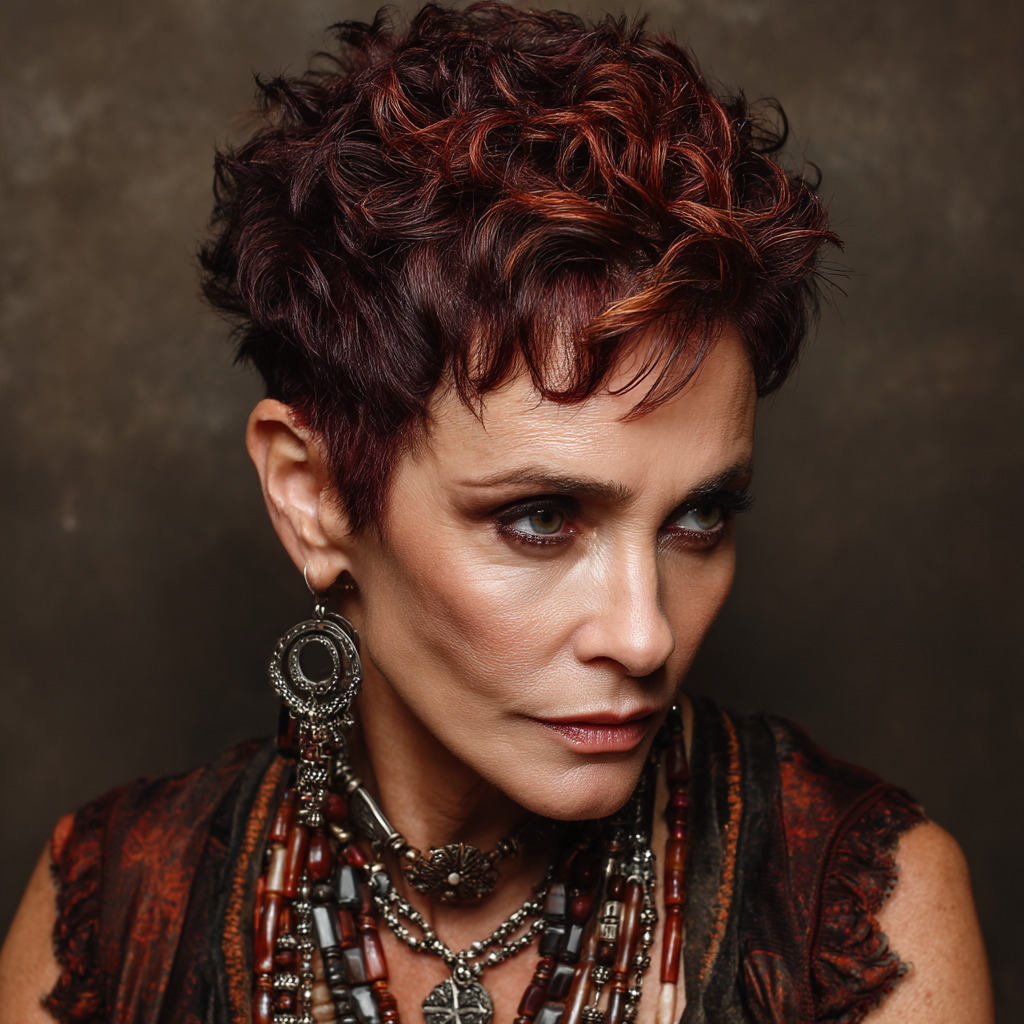 Chic Textured Pixie Cut with Bold Highlights