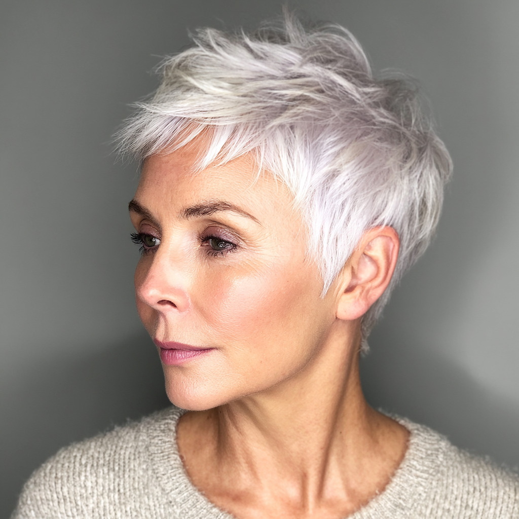 Chic Textured Pixie Cut with Icy Highlights