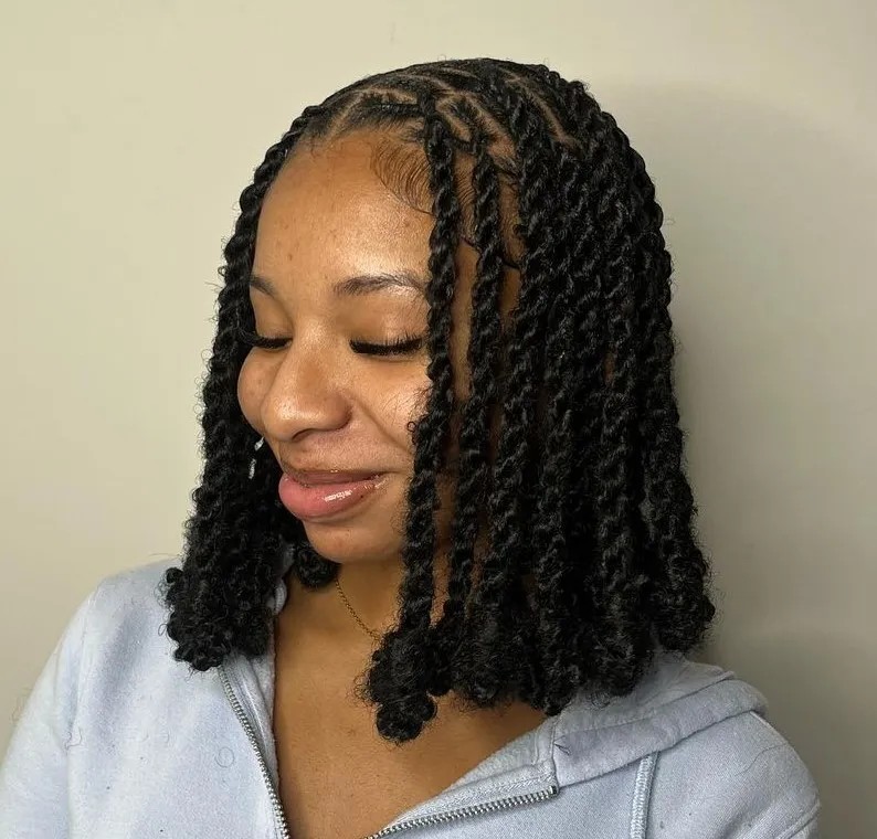 Chic Twisted Bob with Defined Curls