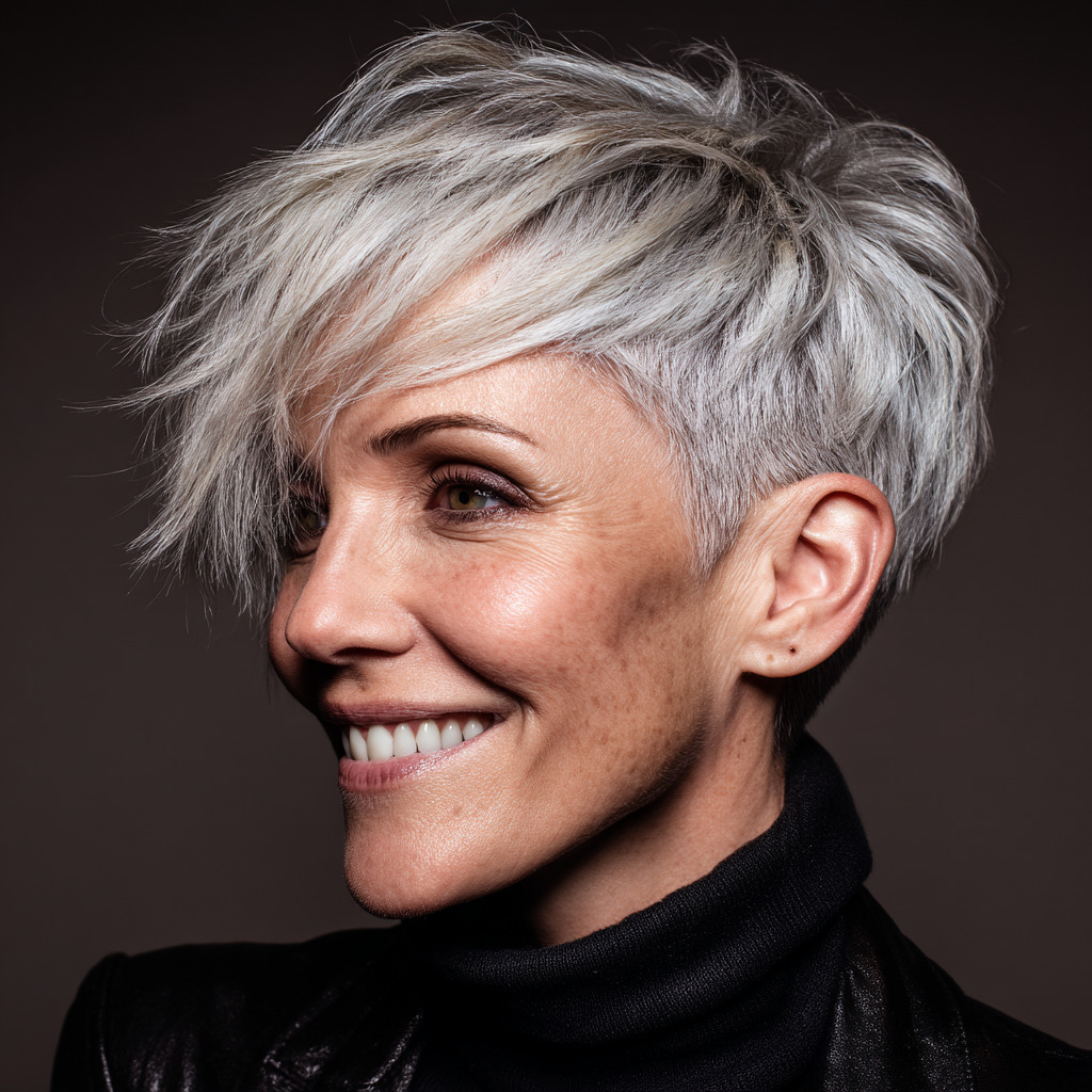 Edgy Textured Pixie Cut for Women Over 50