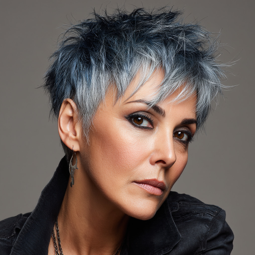 Edgy Textured Pixie Cut with Cool Tones