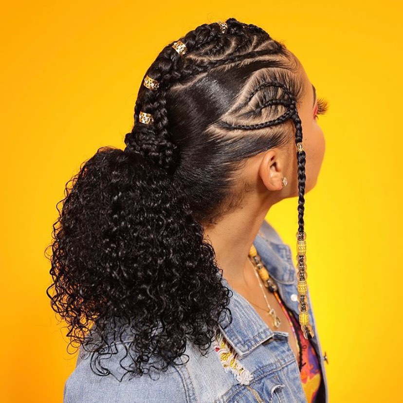 Elegant Braided Ponytail with Curly Ends