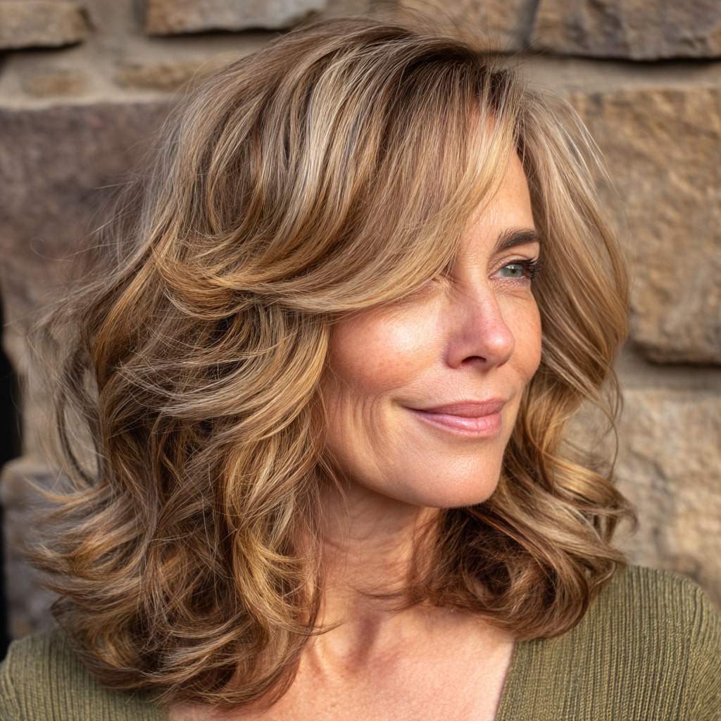 Soft Beachy Waves with Warm Caramel Highlights