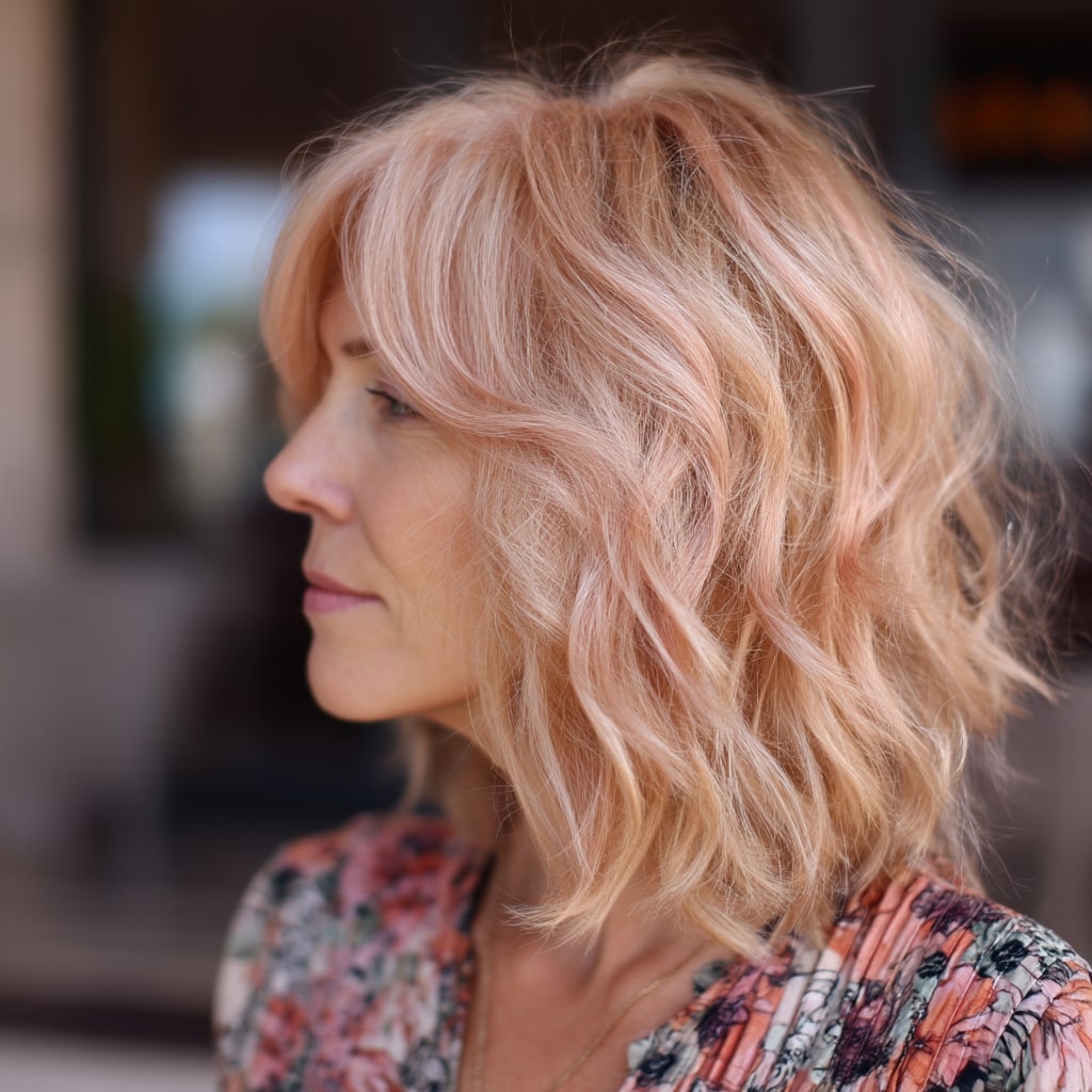 Soft Rose Gold Beach Waves