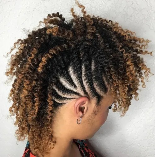 Textured Braided Mohawk with Twisted Curls