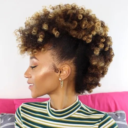 Textured Curly Mohawk with Tapered Sides