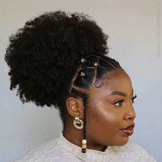 Textured High Puff with Braided Accents