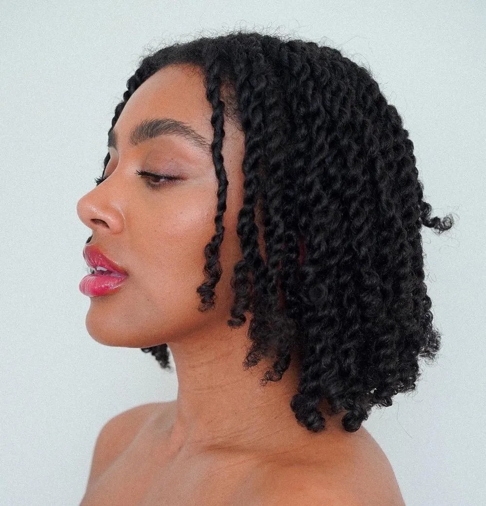 Textured Twisted Bob with Defined Curls