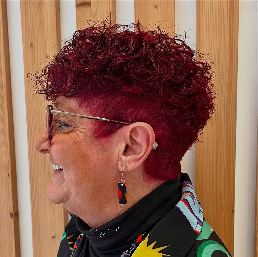 Vibrant Curly Pixie Cut with Undercut