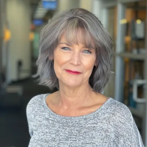Textured Gray Bob with Face-Framing Layers