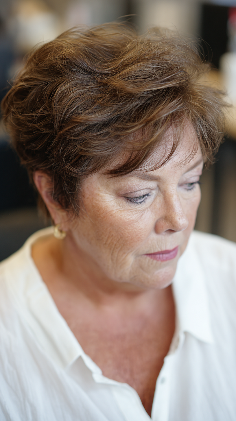 Textured Short Layered Cut with Natural Volume