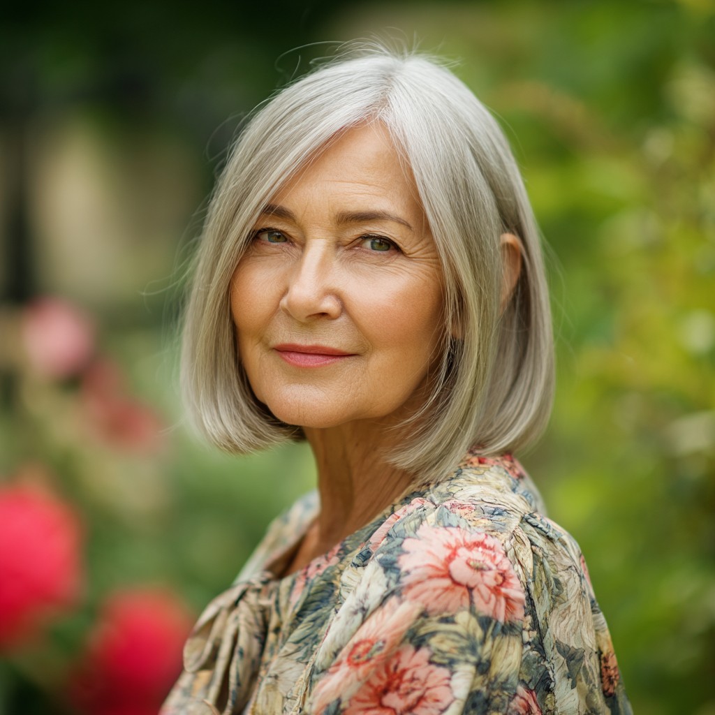 Chic Silver Bob with Soft Layers