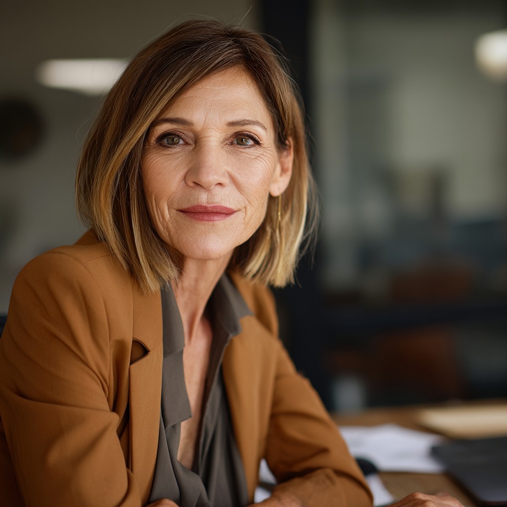Chic Layered Blunt Bob with Subtle Highlights