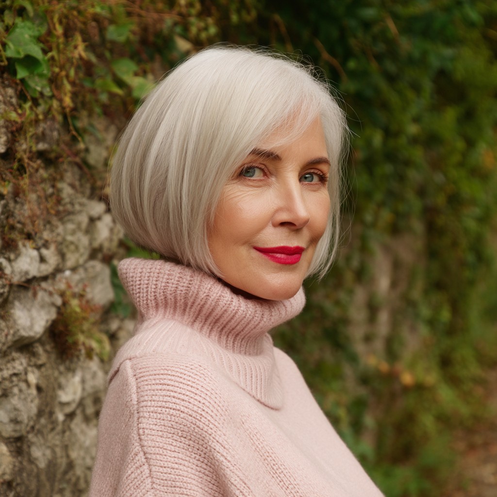 Chic Silver Bob with Soft Layers