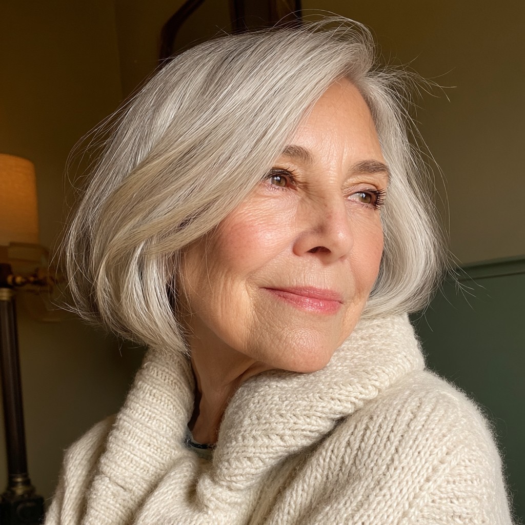 Chic Silver Textured Bob with Soft Layers