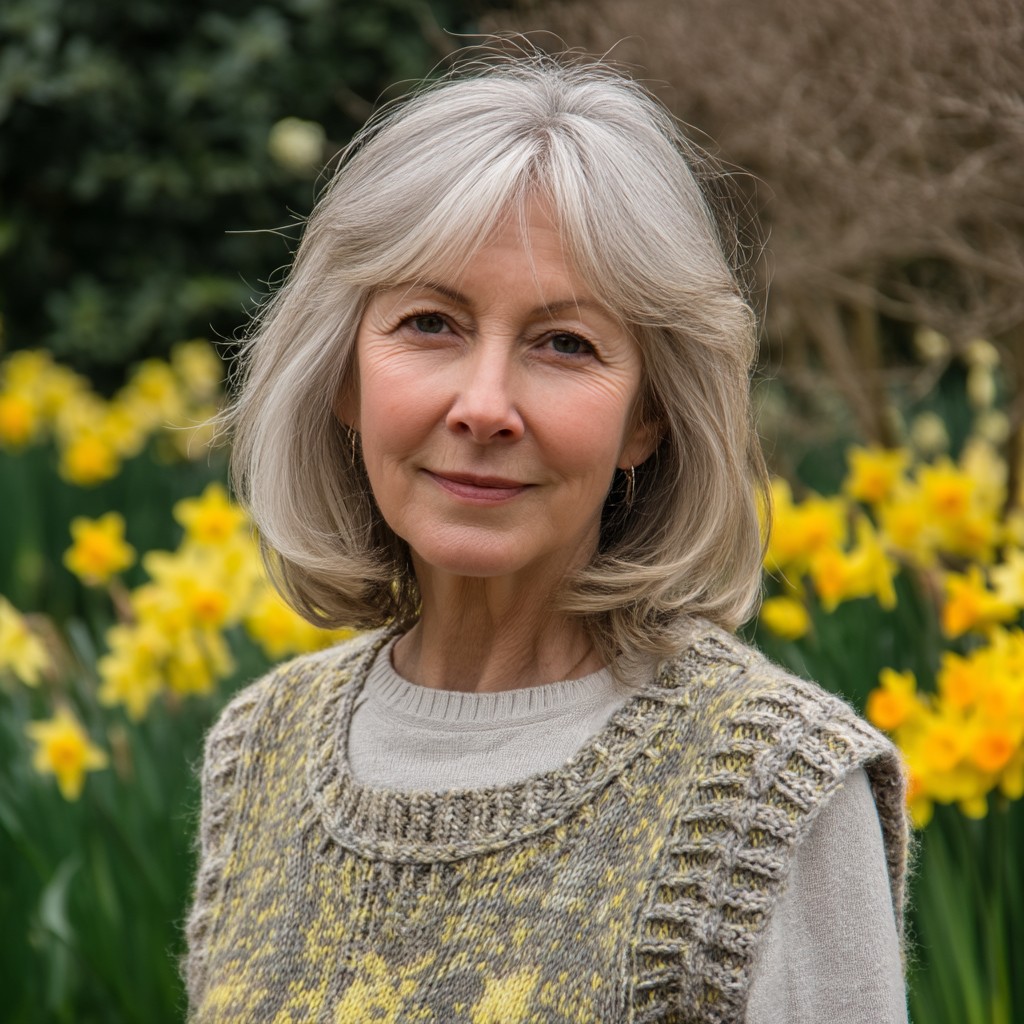 Soft, Layered Silver Bob with Face-Framing Highlights